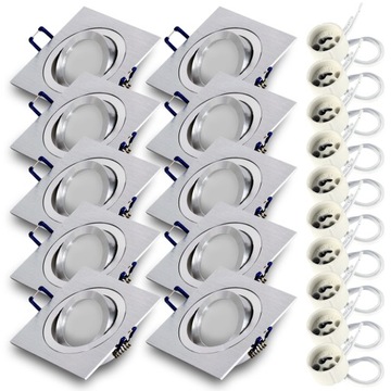 10x Oprawa halogen ODLEW ALU + LED GU10 7W 4000K
