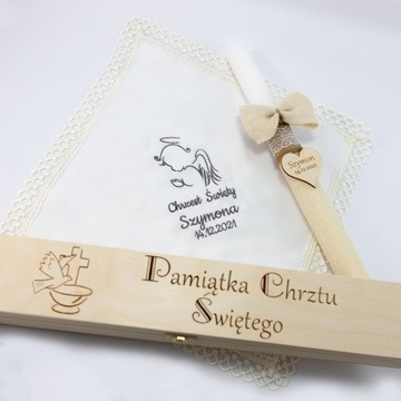 Крещальный халат и свеча в шкатулке, набор для вышивания