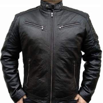 Kurtka skórzana Męska Motocyklowa Czarna - 2XL