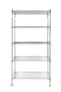 Складской стеллаж складной с регулируемыми решетчатыми полками.