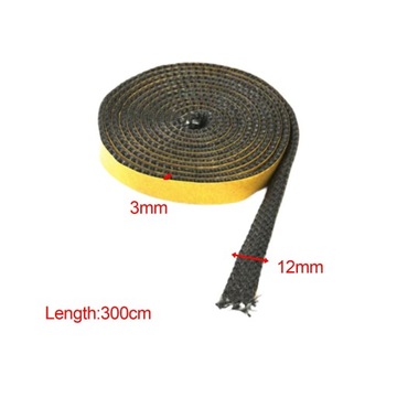Taśma uszczelniająca do pieców na drewno, włókno szklane, uniwersalna, samoprzylepna, 3 mm x 12 mm x 3 m
