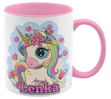 KUBEK RÓŻOWY UNICORN JEDNOROŻEC Z IMIENIEM