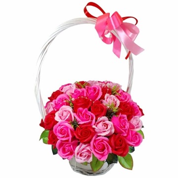 КРАСИВЫЙ большой букет-корзина мыльных роз 50 шт мыльные цветы в ПОДАРОК