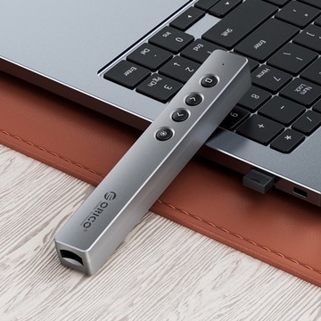 Пульт Orico для презентации + лазер, USB, кабель, чехол, серебро, аккумулятор