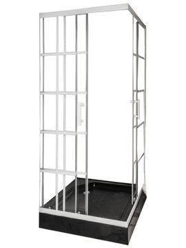 Душевая кабина 80х80 белый LOFT поддон черный