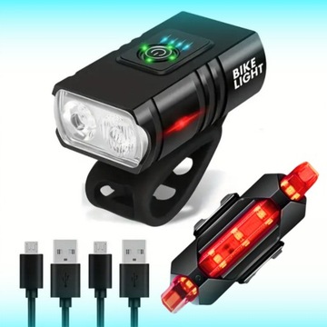 МОЩНЫЙ ВЕЛОСИПЕДНЫЙ ФОНАРЬ ПЕРЕДНЯЯ ЗАДНЯЯ СВЕТОДИОДНАЯ ВОДОЗАЩИТНАЯ АККУМУЛЯТОРНАЯ БАТАРЕЯ USB
