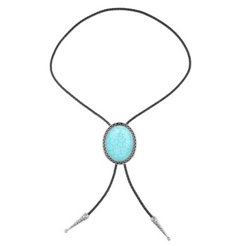 Krawat Vintage Bolo dla mężczyzn, krawat regulowany PU skóra Western Blue-1