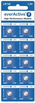 Baterie małe everActive x10 LR736 LR41 AG3 - 10 szt.1,5V blister