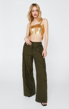 NASTY GAL TOP ELEGANCKI ZDOBIONY NIEBIESKI YFP