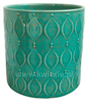 Osłonka CERAMICZNA Doniczka Turkusowa Wzory 13 cm