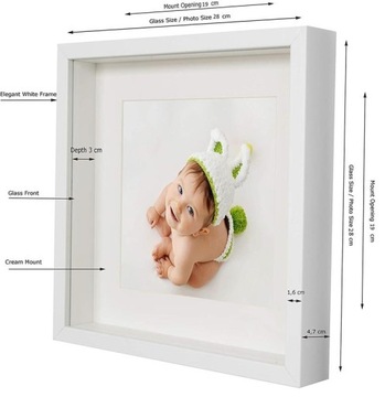 Рамка BOX белая 3D глубиной 30х30 см для фотографий ART