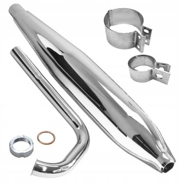 TŁUMIK CHROM KOLANKO OBEJMY WSK 125 JEDNORAMÓWKA