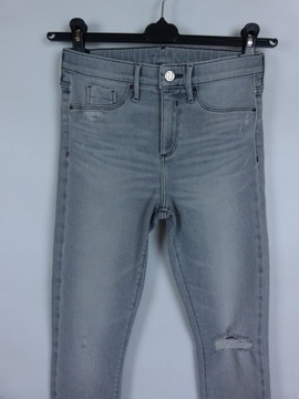 River Island szare spodnie jeans dziury / 36