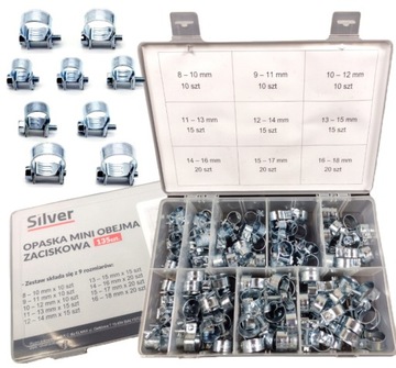 ZESTAW OPASEK ZACISKOWYCH CYBANTY OBEJMY STALOWE SPRĘŻYSTE 135 ELEMENTÓW