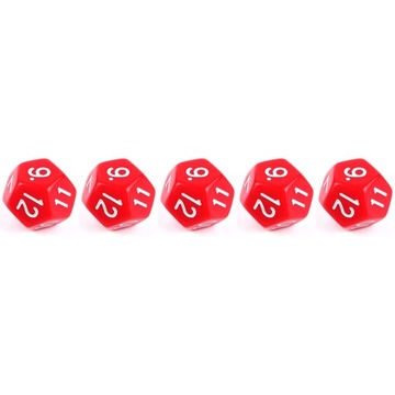 ZESTAW 5 KOSTEK K12 RPG CZERWONA KOŚĆ DWUNASTOŚCIENNA