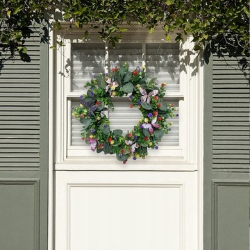 Весенний дверной венок, 40 см, эвкалиптовый венок