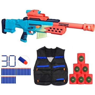 NERF SNAJPERKA FORTNITE STORM SCOUT +KAMIZELKA +30 STRZAŁEK +PIANKOWE CELE