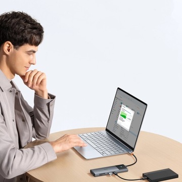 Концентратор-адаптер 10-в-1 Baseus 2x HDMI, USB-C, 3xUSB-A+RJ45+SD/TF, PD (серый)
