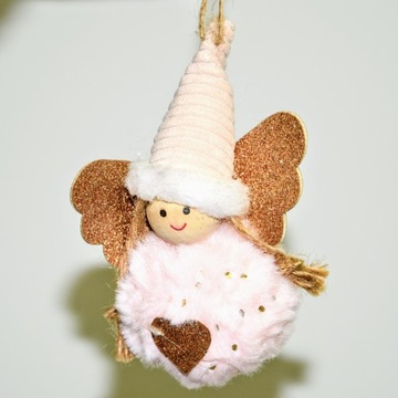 РОЖДЕСТВЕНСКАЯ ЕЛКА УКРАШЕНИЕ АНГЕЛ РОЗОВЫЙ 9X12X4 СМ ПОДАРОК