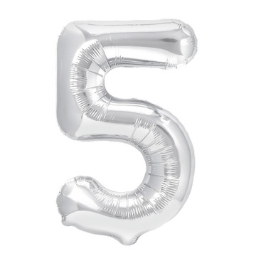 BALONY CYFRY XXL CYFRA 5 srebrna 90-100cm URODZINY