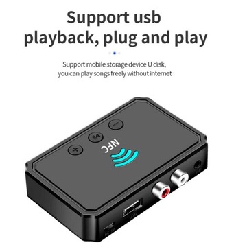 Аудиоадаптер-передатчик NFC Bluetooth 5.0, Plug and Play, 3,5 мм AUX/RCA
