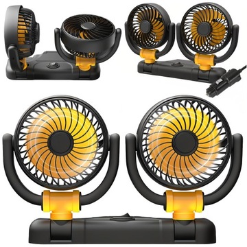 Двойной вращающийся вентилятор, тихий, 12 В, 10 Вт, регулируемый для кабины автомобиля.