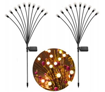 LAMPKI OGRODOWE SOLARNE KULKI 10LED 72CM CIEPŁE