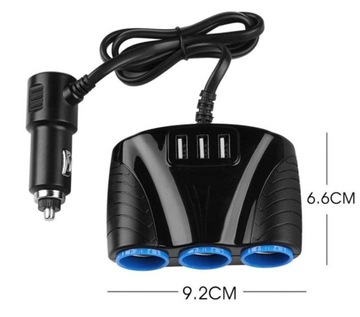 Разветвитель прикуривателя 120 Вт 3 x USB 3.1A
