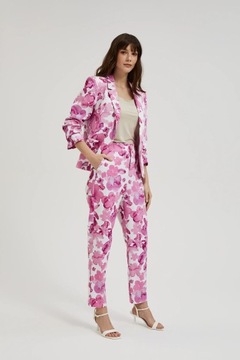 Spodnie w kwiaty różowe XL od MOODO