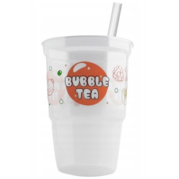 KUBKI + SŁOMKI DO BUBBLE TEA ZESTAW 15 SZTUK