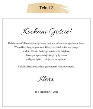 Księga gości WHITE CLASSY na CHRZEST