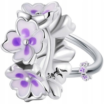 CHARMS RÓŻOWE BRATKI srebro 925 koralik beads