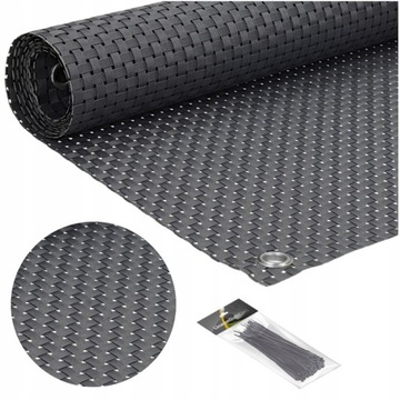 OSŁONA NA BALKON PREMIUM 1x3m RATTAN BALKONOWA MATA NA TARAS ANTRACYT UV+