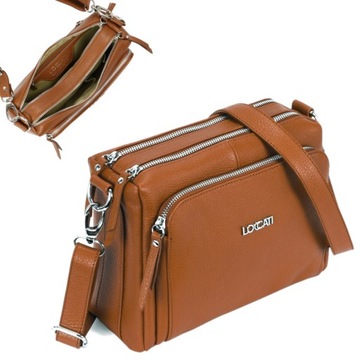 Włoska torebka LOCCATI skórzana crossbody camel