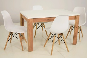 Скандинавский комплект из стола КУХНЯ и 4 стульев БЕЛЫЙ.