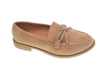 Zamszowe mokasyny damskie eleganckie Camel r.37