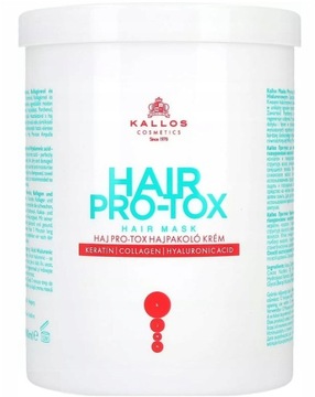 KALLOS PRO-TOX MASKA DO WŁOSÓW Z KWASEM HIAULORONOWYM KERATYNĄ 1000 ML