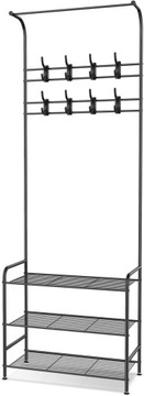 Wieszak stojący na ubrania ALVOROG TECH czarny 8 haczyków 65 x 30 x 180 cm