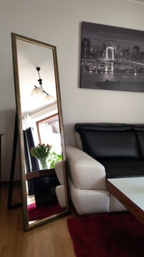 DUŻE DREWNIANE STOJĄCE LUSTRO 167 X 47 [cm] - Holend. Listwa-SZMARAGDOWE