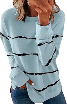 Nieformalna bluza z okrągłym dekoltem dla kobiet z długim rękawem z solidną
