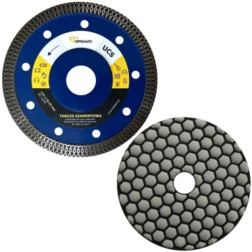 TARCZA DO CIĘCIA GRESU CERAMIKI - TOPDIAM UCS 125 MM + TARCZA SZLIFIERSKA