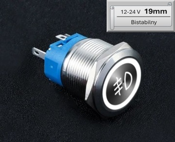 Przycisk światła przeciwmgielne 19mm podświetlany LED 12V 24V SPDT On-On bi