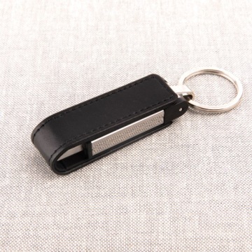 Кожаный брелок-накопитель, черный, 512 МБ данных