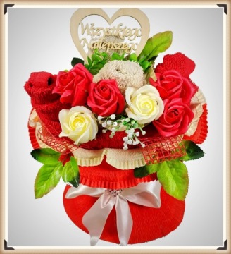 Букет полотенец ПОДАРОК ​​На День Рождения Именины Мыло розы полотенца 50х100см