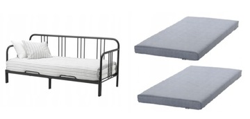 IKEA FYRESDAL CZARNY leżanka + 2 materace MOSHULT