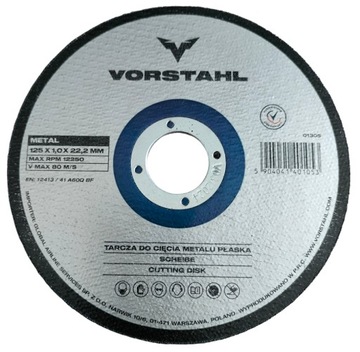 TARCZA DO CIĘCIA METALU STALI 125mm 125x1,0x22,22 125X1 PŁASKA 125 MM