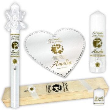 СВЕЧИ И КРЕЩЕННАЯ ОДЕЖДА, НАСТОЛЬНАЯ КОРОБКА + ПОДАРОК