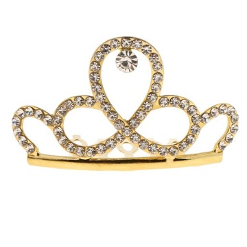 Elegancki Kryształ Rhinest Mała Mini Tiara Złota