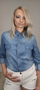Джинсовая рубашка женская классическая JEANS, размеры S-XXL