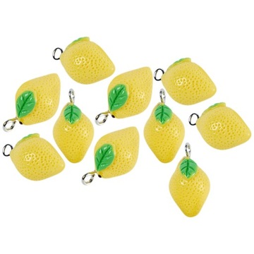 CYTRYNOWE ŻÓŁTE KOLCZYKI CHARMS 10 SZT